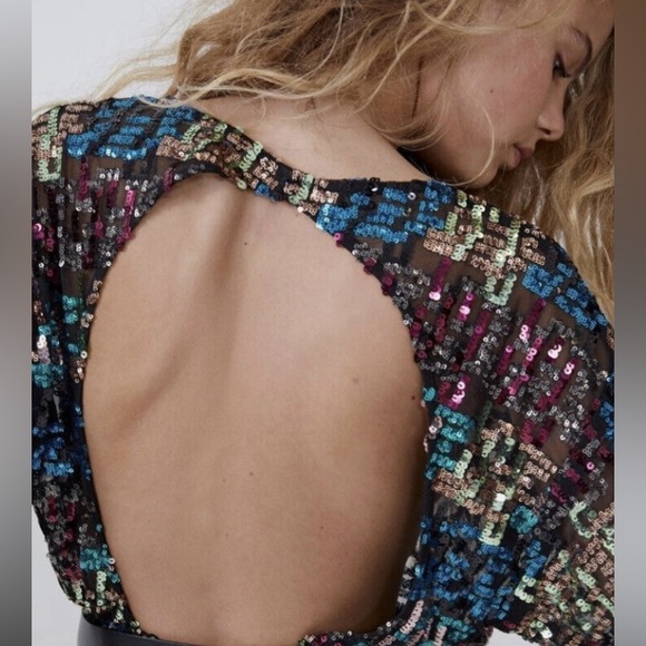 Zara Multicolor Sequence Dress Size Small - Picture 5 of 17